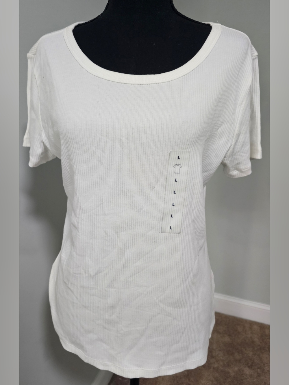 Old Navy White Ribbed Scoop Neck Short Sleeve Tee